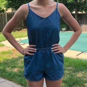 Forever 21 Denim Tank romper w/ elastic waist